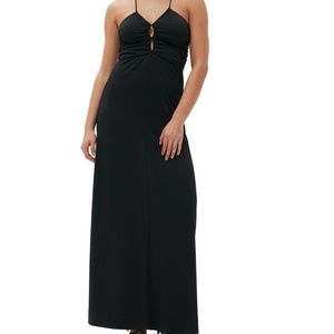 NWOT Ganni crossover-strap gathered maxi dress